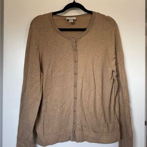 LOFT Tan Button-Up Cardigan
